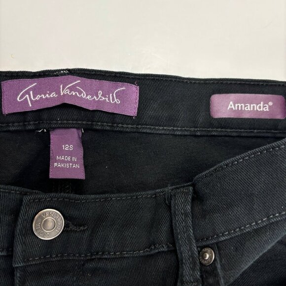 Gloria Vanderbilt Amanda Straight Leg Women's size 12P Black Denim jeans - Picture 2 of 4